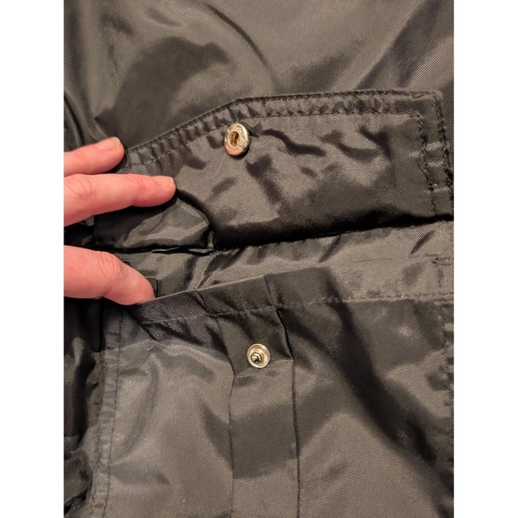 National Patrol Jacket Mens Large Black Bomber Fur Collar Quilted Flag Patch - Picture 8 of 12